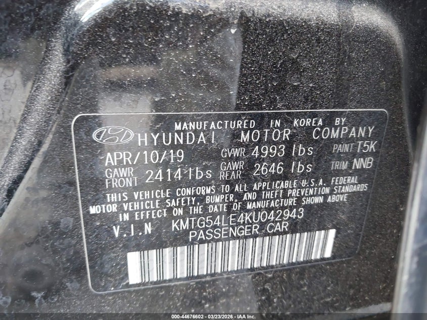 2019 Genesis G70 VIN KMTG54LE4KU042943 IAAI salvage auction — FRONT END, Salvage (Illinois), sold $3,600 on 2026-07-07 (photo 9)