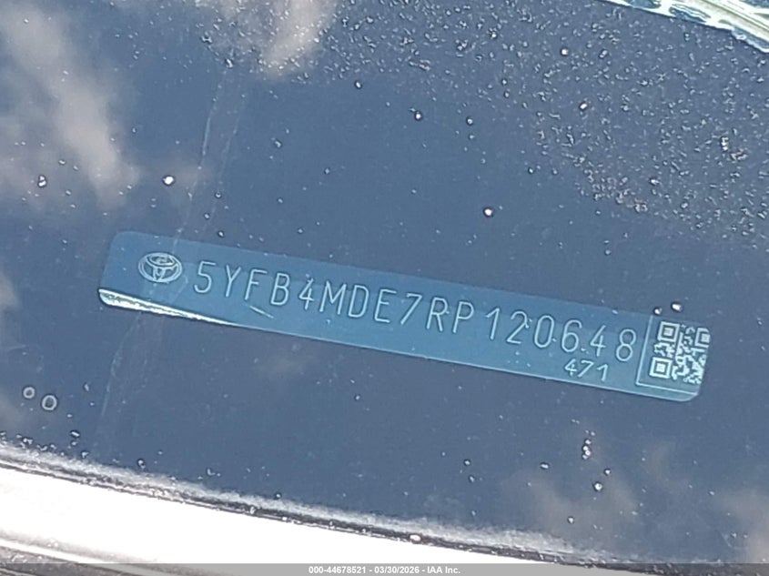 2024 Toyota Corolla VIN 5YFB4MDE7RP120648 IAAI salvage auction — FRONT END, Original (Texas), sold $5,500 on 2026-07-23 (photo 9)