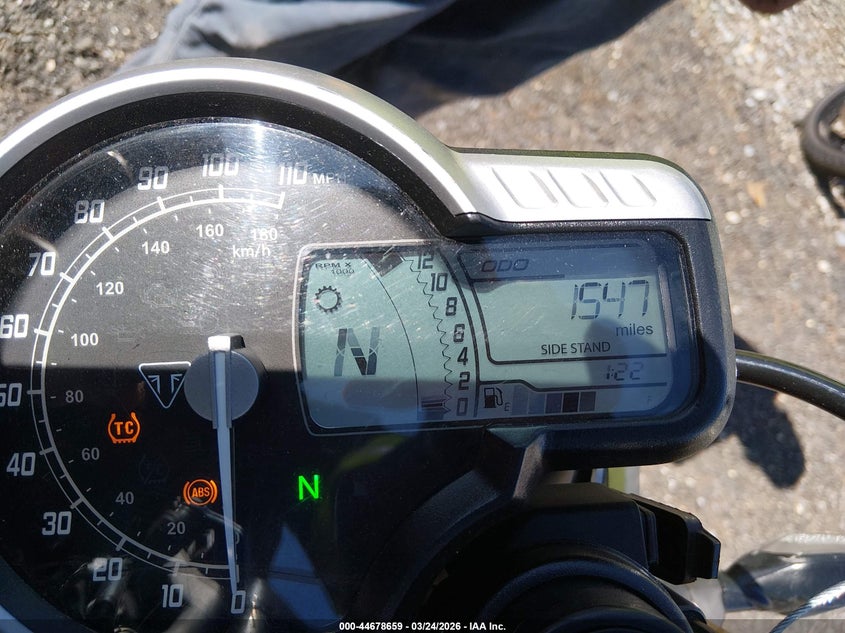 2024 Triumph motorcycle Speed VIN SMTT127Y5RNA12893 IAAI salvage auction — Unknown, Rebuildable (Florida), sold $950 on 2026-07-17 (photo 7)