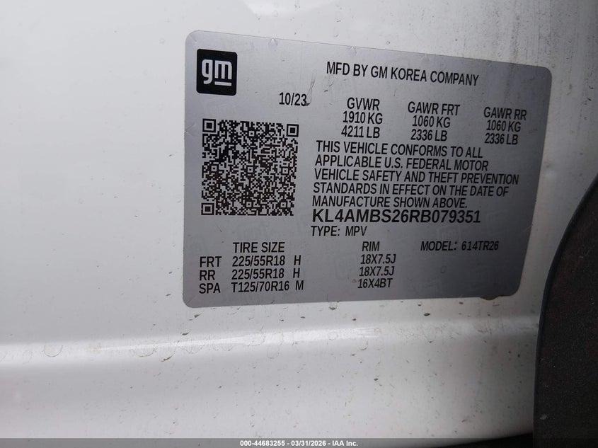 2024 Buick Encore gx VIN KL4AMBS26RB079351 IAAI salvage auction — RIGHT FRONT, Salvage (Nevada), sold $4,450 on 2026-07-24 (photo 9)