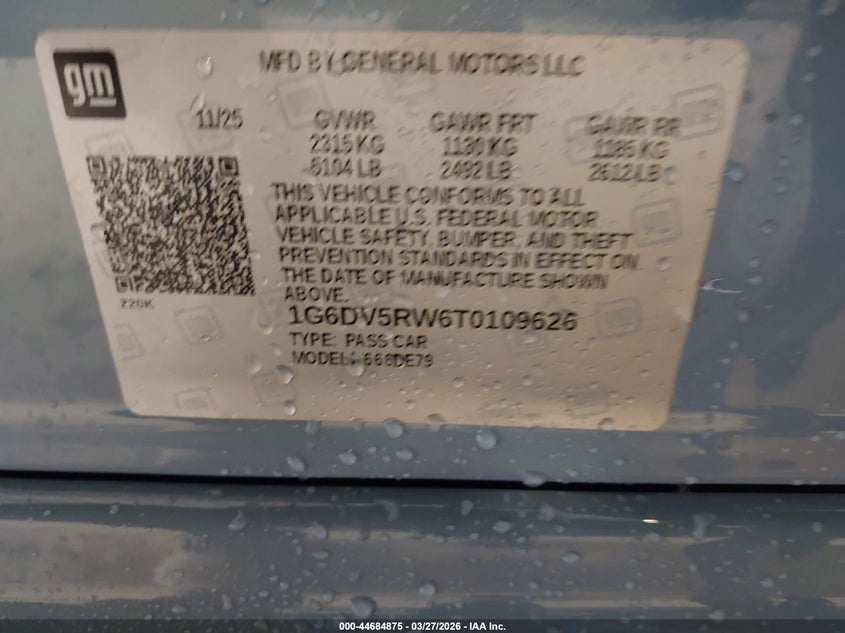 2026 Cadillac Ct5-v VIN 1G6DV5RW6T0109626 IAAI salvage auction — FRONT END, Wait Title, sold $10,400 on 2026-07-28 (photo 9)