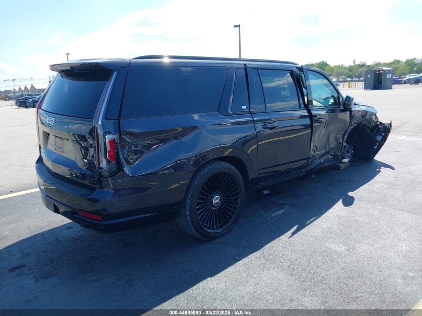 2023 Cadillac Escalade ESV VIN 1GYS3PKL2PR563390 IAAI salvage auction — Side, Rebuildable (Florida), sold $32,550 on 2026-05-18 (photo 4)