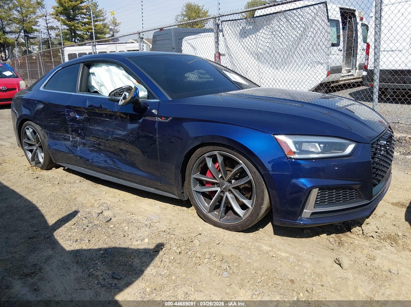 2018 Audi S5 VIN WAUP4AF58JA003054 IAAI salvage auction — RIGHT SIDE, Wait Title, sold $4,050 on 2026-07-28 (photo 1)