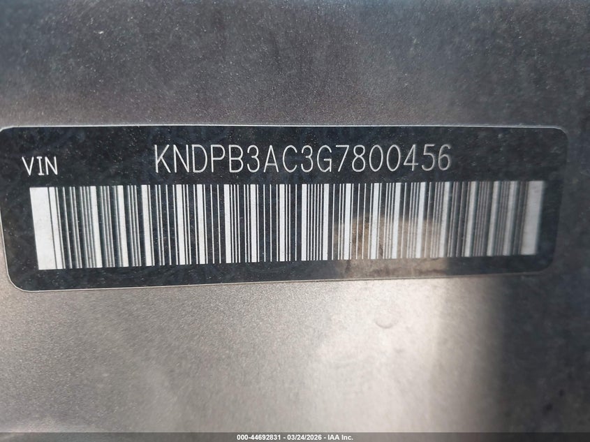 2016 Kia Sportage VIN KNDPB3AC3G7800456 IAAI salvage auction — LEFT SIDE, Wait Title, sold $950 on 2026-07-08 (photo 8)