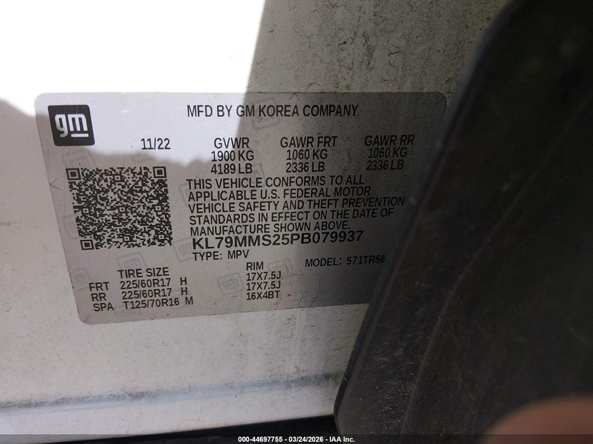 2023 Chevrolet Trailblazer VIN KL79MMS25PB079937 IAAI salvage auction — REAR END, Salvage (South Carolina), sold $4,100 on 2026-07-15 (photo 9)