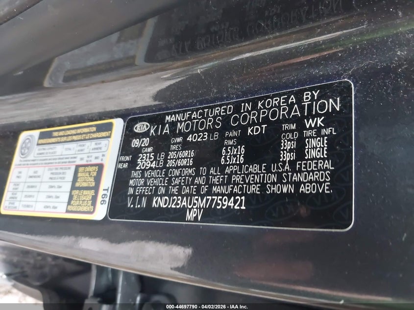 2021 Kia Soul VIN KNDJ23AU5M7759421 IAAI salvage auction — UNKNOWN, Salvage (Idaho), sold $2,150 on 2026-07-28 (photo 9)