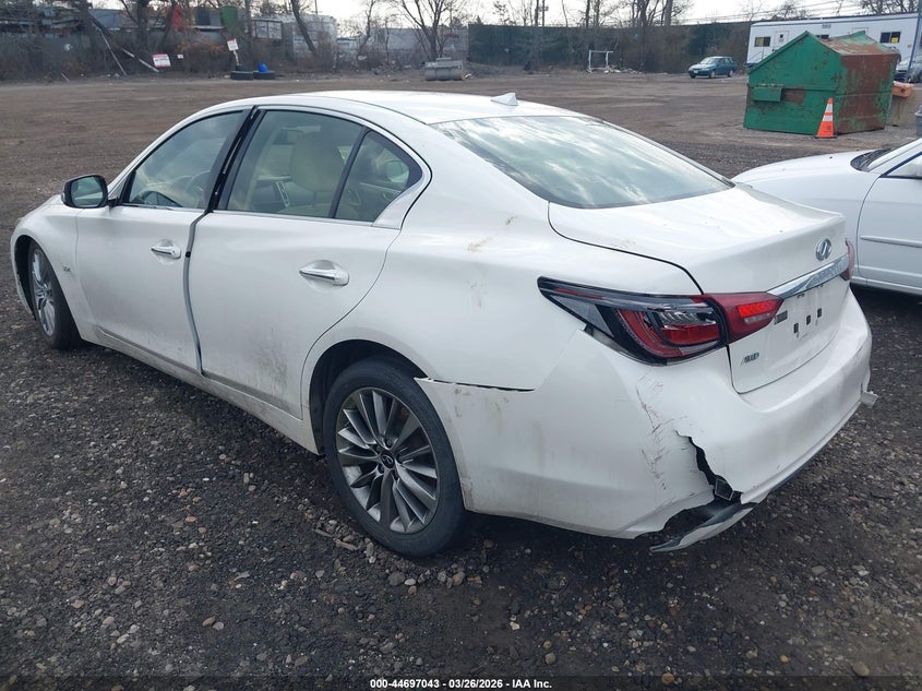 2019 Infiniti Q50 VIN JN1EV7AR9KM593708 IAAI salvage auction — FRONT & REAR, Wait Title, sold $3,050 on 2026-07-07 (photo 3)