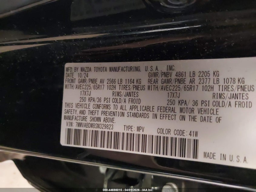 2025 Mazda Cx-50 VIN 7MMVABDM8SN329823 IAAI salvage auction — FRONT END, Salvage (Minnesota), sold $7,100 on 2026-08-02 (photo 9)