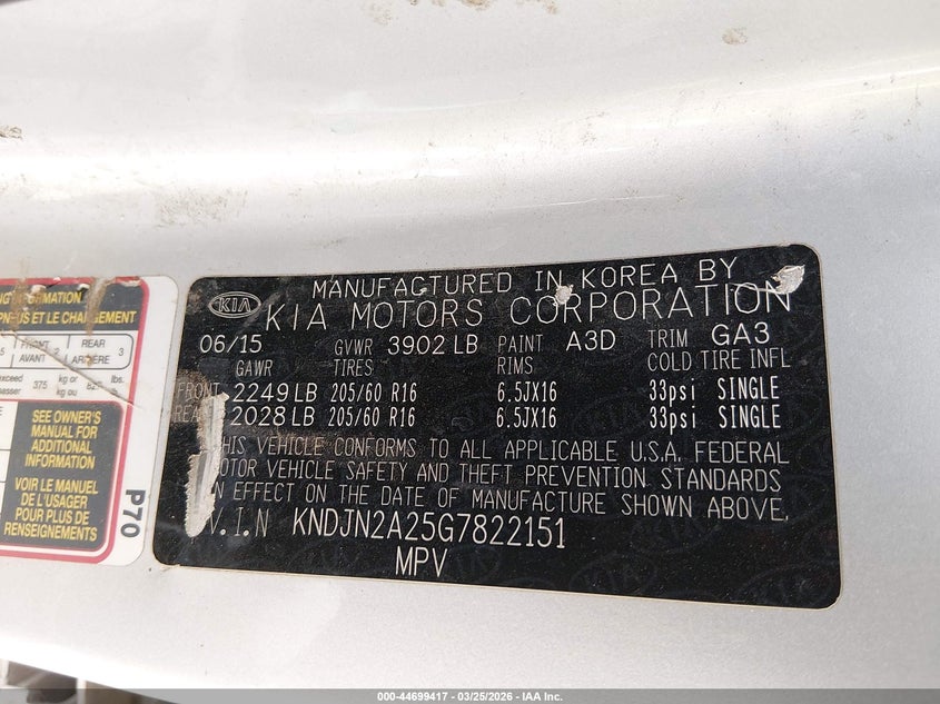 2016 Kia Soul VIN KNDJN2A25G7822151 IAAI salvage auction — FRONT END, Salvage (New Mexico), sold $675 on 2026-07-22 (photo 9)