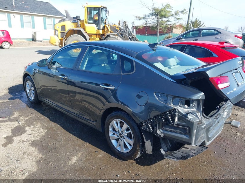 2016 Kia Optima VIN 5XXGT4L39GG087635 IAAI salvage auction — REAR END, Wait Title, sold $2,250 on 2026-07-19 (photo 3)