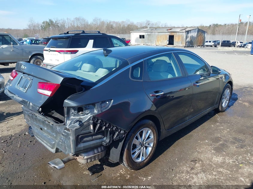 2016 Kia Optima VIN 5XXGT4L39GG087635 IAAI salvage auction — REAR END, Wait Title, sold $2,250 on 2026-07-19 (photo 4)