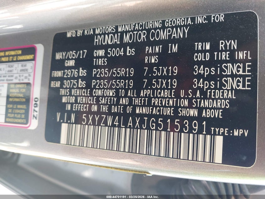 2018 Hyundai Santa fe VIN 5XYZW4LAXJG515391 IAAI salvage auction — RIGHT FRONT, Wait Title, sold $4,950 on 2026-07-12 (photo 9)