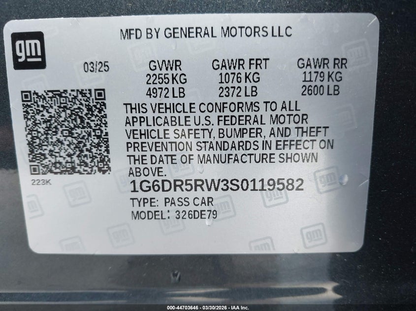 2025 Cadillac Ct5-v VIN 1G6DR5RW3S0119582 IAAI salvage auction — FRONT END, Original (Texas), sold $23,500 on 2026-07-22 (photo 9)