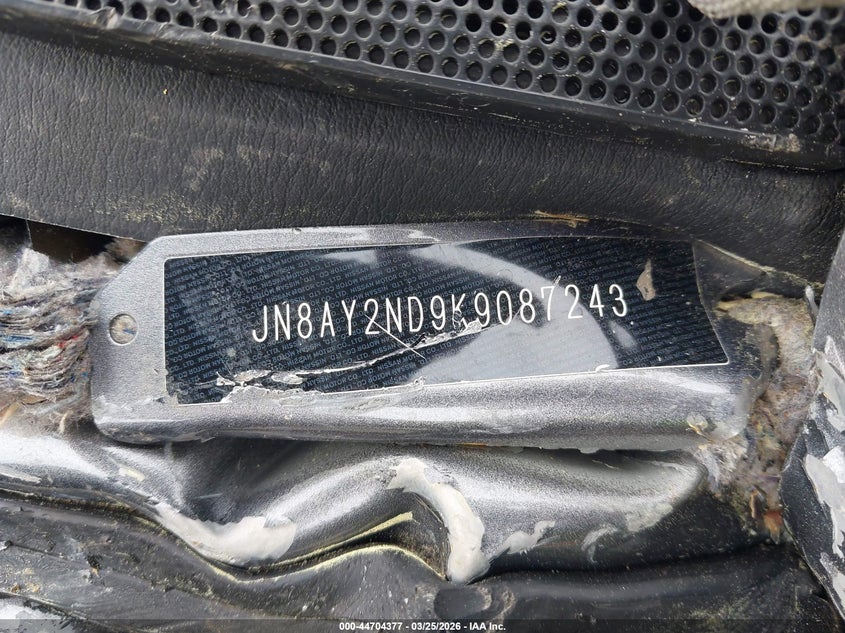 2019 Nissan Armada VIN JN8AY2ND9K9087243 IAAI salvage auction — ROLLOVER, Wait Title, sold $1,550 on 2026-07-15 (photo 9)