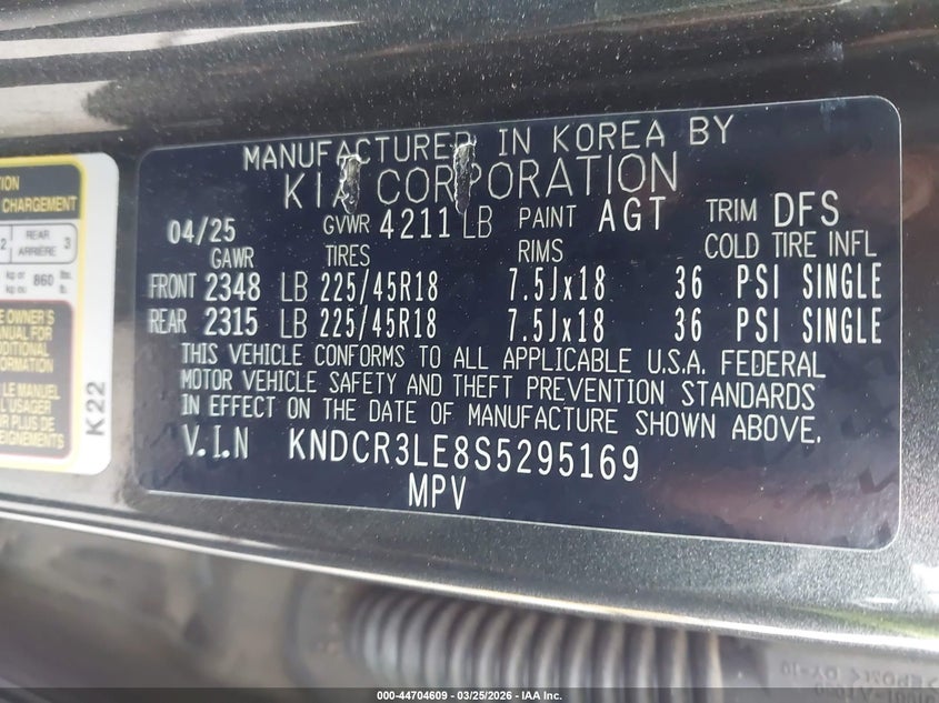 2025 Kia Niro VIN KNDCR3LE8S5295169 IAAI salvage auction — FRONT END, Salvage (Georgia), sold $4,850 on 2026-07-08 (photo 9)