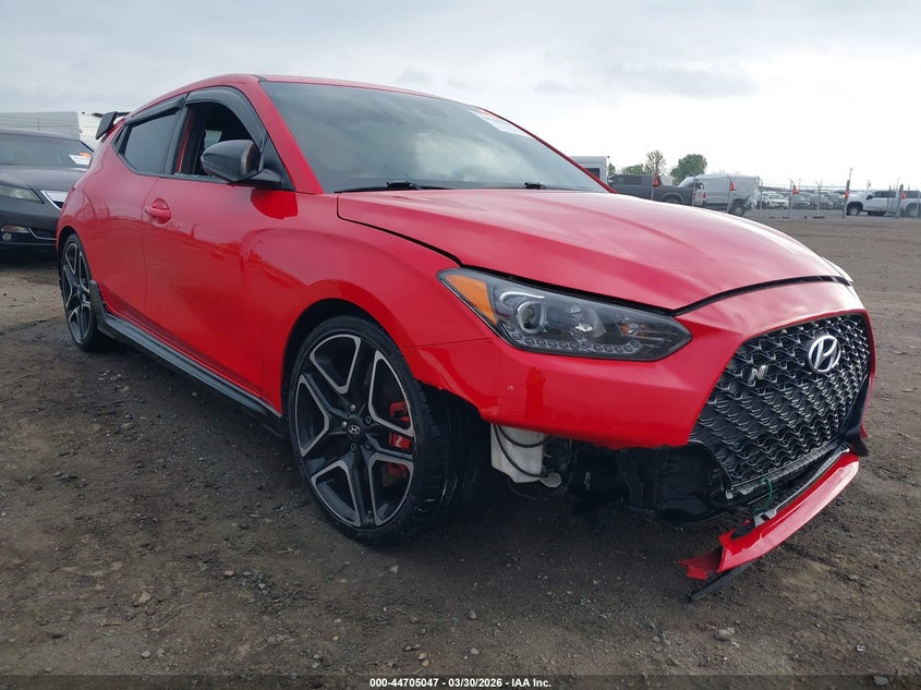 2021 Hyundai Veloster VIN KMHT36AHXMU009682 IAAI salvage auction — INTERIOR BURN, Parts Only (Arkansas), sold $950 on 2026-07-22 (photo 1)