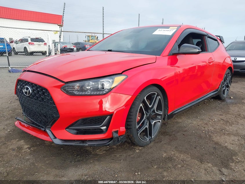 2021 Hyundai Veloster VIN KMHT36AHXMU009682 IAAI salvage auction — INTERIOR BURN, Parts Only (Arkansas), sold $950 on 2026-07-22 (photo 2)