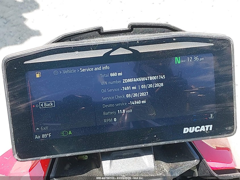 2026 Ducati Streetfighter VIN ZDMFAK6W4TB001745 IAAI salvage auction — FRONT & REAR, Wait Title, sold $13,050 on 2026-08-05 (photo 7)