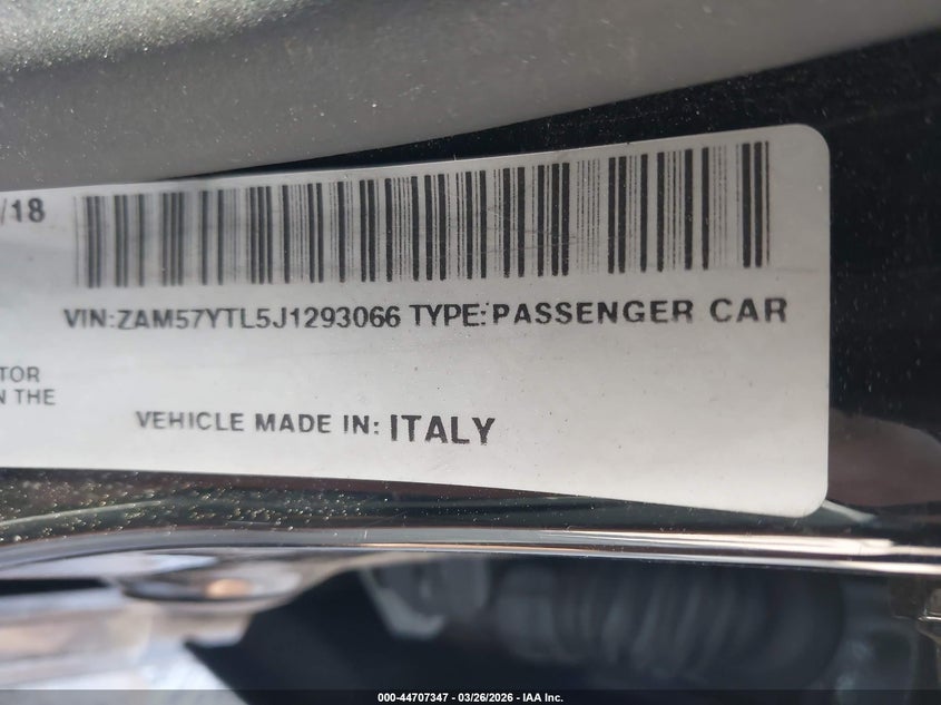 2018 Maserati Ghibli VIN ZAM57YTL5J1293066 IAAI salvage auction — LEFT FRONT, Salvage (South Carolina), sold $4,200 on 2026-07-16 (photo 9)