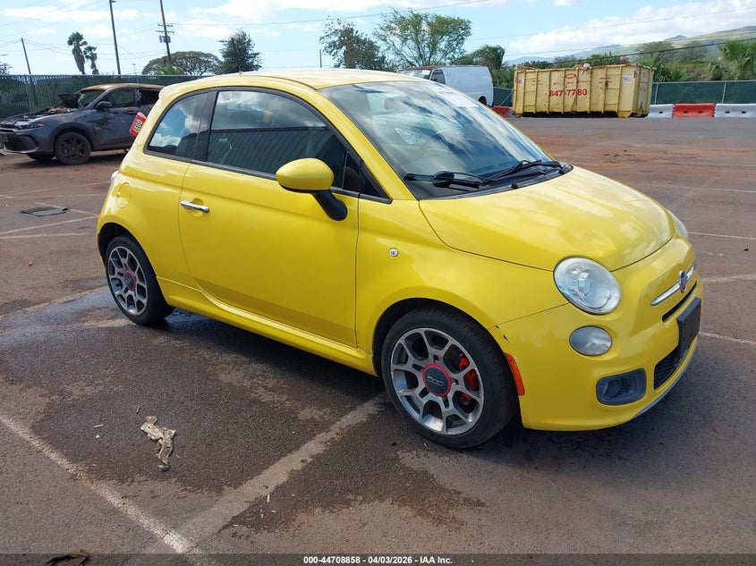 2015 Fiat 500 VIN 3C3CFFBR7FT756953 IAAI salvage auction — WATER/FLOOD, Salvage (Hawaii), sold $225 on 2026-08-11 (photo 1)