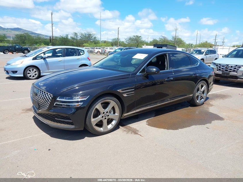 2021 Genesis G80 VIN KMTGC4SDXMU049624 IAAI salvage auction — WATER/FLOOD, Wait Title, sold $4,000 on 2026-07-21 (photo 2)