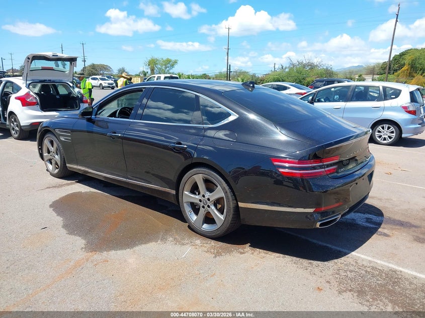 2021 Genesis G80 VIN KMTGC4SDXMU049624 IAAI salvage auction — WATER/FLOOD, Wait Title, sold $4,000 on 2026-07-21 (photo 3)