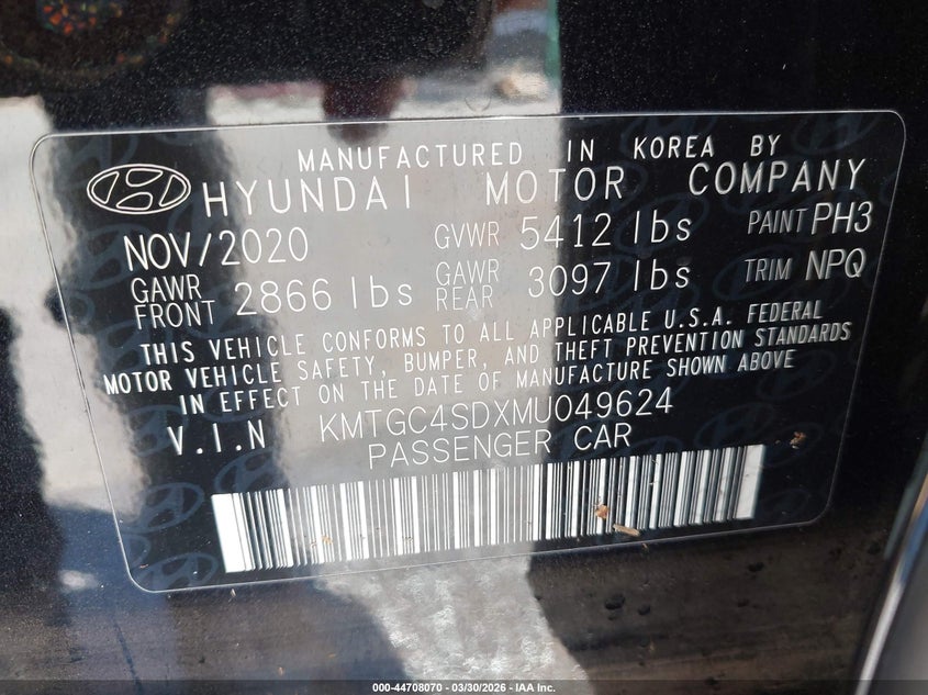 2021 Genesis G80 VIN KMTGC4SDXMU049624 IAAI salvage auction — WATER/FLOOD, Wait Title, sold $4,000 on 2026-07-21 (photo 9)