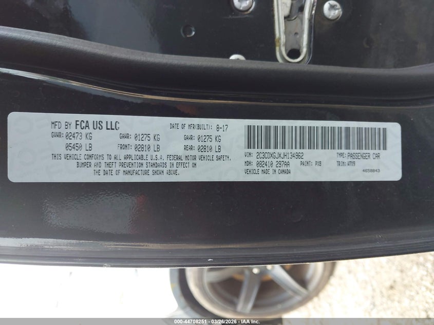 2018 Dodge Charger VIN 2C3CDXGJXJH134962 IAAI salvage auction — FRONT END, Wait Title, sold $7,000 on 2026-07-31 (photo 9)