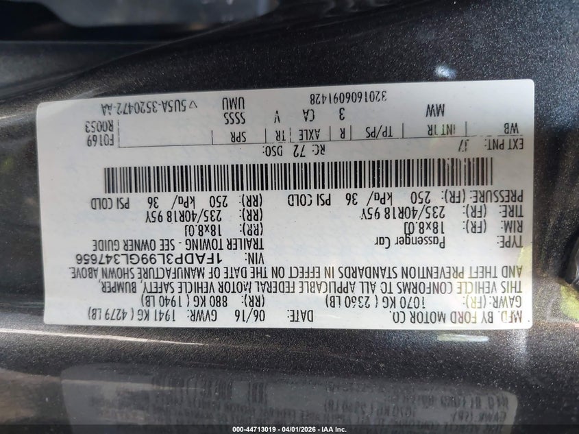 2016 Ford Focus st VIN 1FADP3L99GL347656 IAAI salvage auction — RIGHT SIDE, Wait Title, sold $1,550 on 2026-07-08 (photo 9)