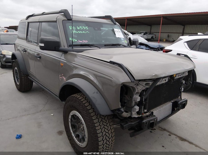 2025 Ford Bronco VIN 1FMEE9BP4SLA88442 IAAI salvage auction — FRONT END, Original (Texas), sold $32,750 on 2026-07-20 (photo 1)