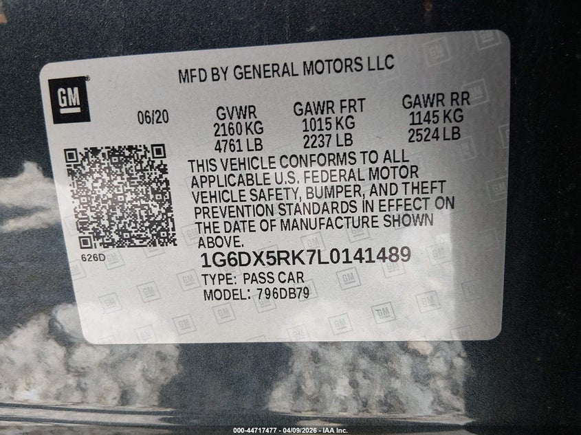 2020 Cadillac Ct5 VIN 1G6DX5RK7L0141489 IAAI salvage auction — RIGHT FRONT, Salvage (Idaho), sold $4,700 on 2026-08-26 (photo 9)