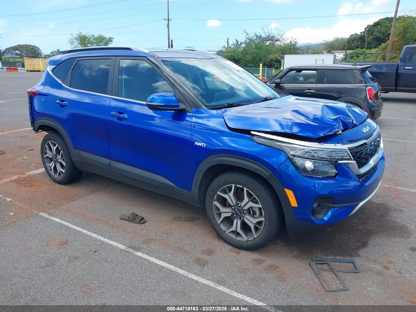 2023 Kia Seltos VIN KNDERCAA8P7404041 IAAI salvage auction — FRONT & REAR, Salvage (Hawaii), sold $2,350 on 2026-07-21 (photo 1)