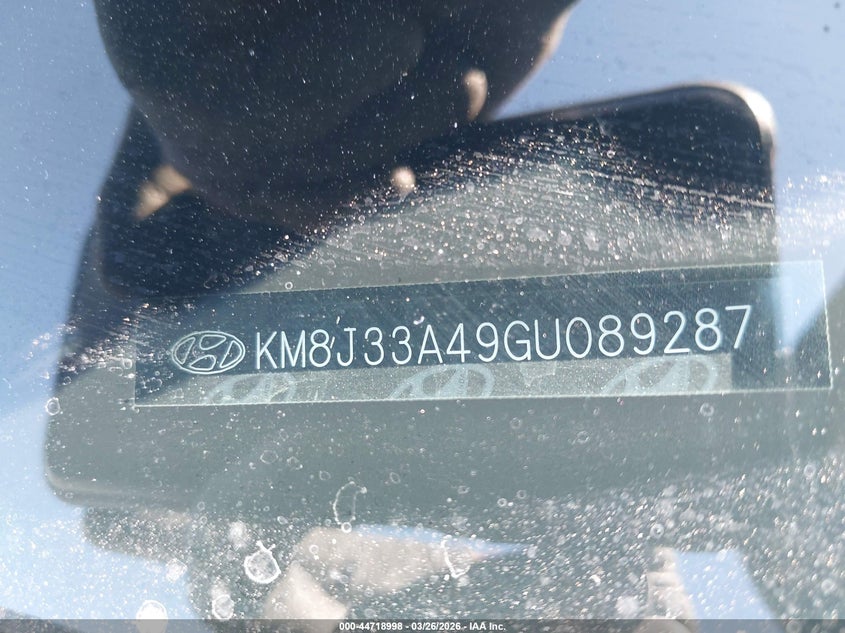 2016 Hyundai Tucson VIN KM8J33A49GU089287 IAAI salvage auction — LEFT SIDE, Wait Title, sold $2,350 on 2026-07-28 (photo 9)