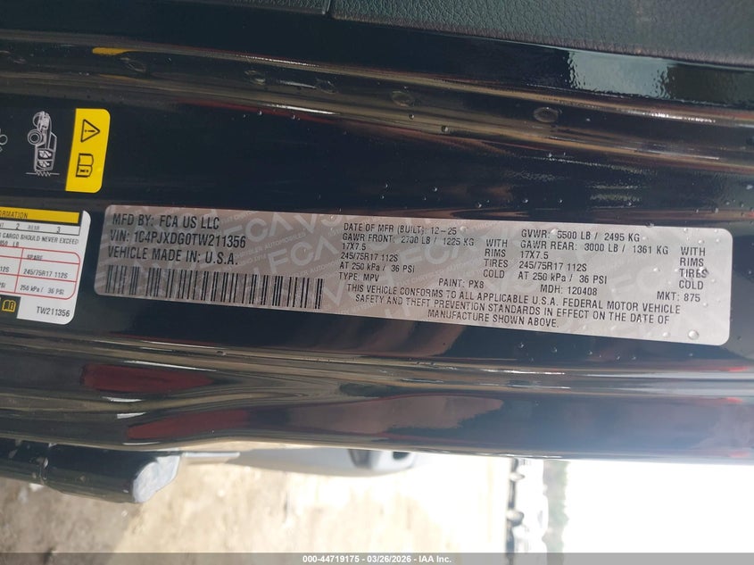 2026 Jeep Wrangler / VIN 1C4PJXDG0TW211356 IAAI salvage auction — FRONT END, Wait Title, sold $15,800 on 2026-07-09 (photo 9)