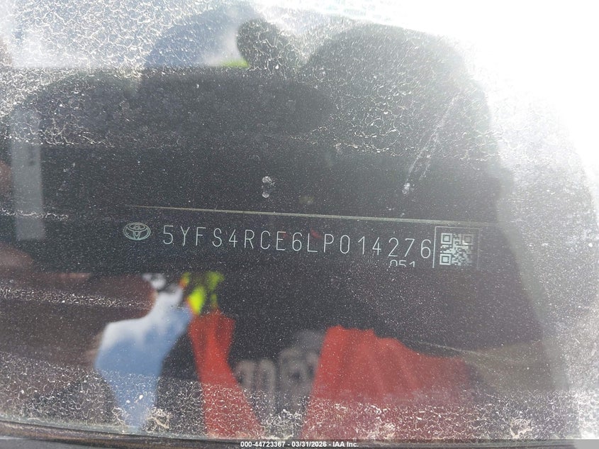 2020 Toyota Corolla VIN 5YFS4RCE6LP014276 IAAI salvage auction — LEFT FRONT, Wait Title, sold $3,850 on 2026-07-22 (photo 9)