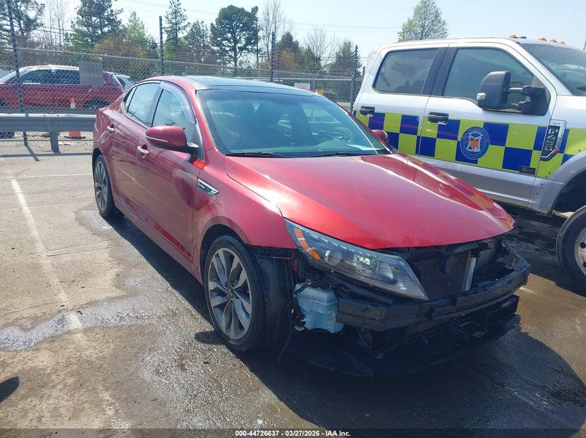2015 Kia Optima VIN 5XXGR4A65FG362119 IAAI salvage auction — FRONT END, Wait Title, sold $475 on 2026-07-29 (photo 1)