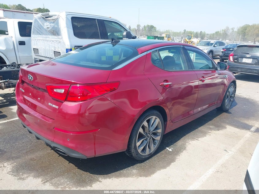 2015 Kia Optima VIN 5XXGR4A65FG362119 IAAI salvage auction — FRONT END, Wait Title, sold $475 on 2026-07-29 (photo 4)