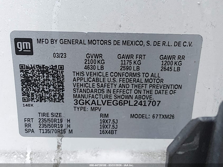 2023 Gmc Terrain VIN 3GKALVEG6PL241707 IAAI salvage auction — SIDE, Wait Title, sold $8,900 on 2026-07-09 (photo 9)