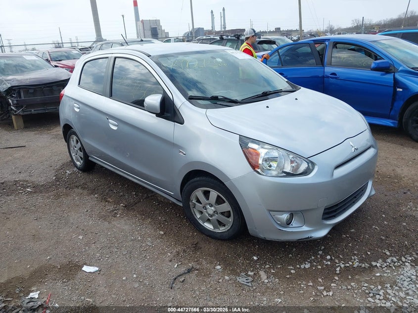 2015 Mitsubishi Mirage VIN ML32A4HJXFH004242 IAAI salvage auction — LEFT REAR, Clear (Indiana), sold $25 on 2026-07-22 (photo 1)