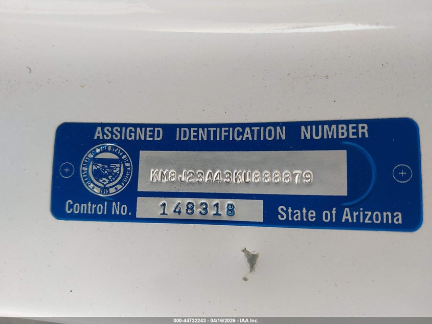 2019 Hyundai Tucson VIN KM8J23A43KU888879 IAAI salvage auction — THEFT, Clear - Dealer Only (California), sold $3,050 on 2026-07-23 (photo 9)