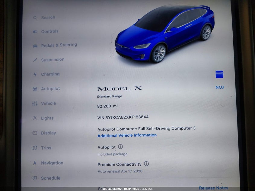 2019 Tesla Model x VIN 5YJXCAE2XKF183644 IAAI salvage auction — LEFT SIDE, Wait Title, sold $9,950 on 2026-07-16 (photo 7)