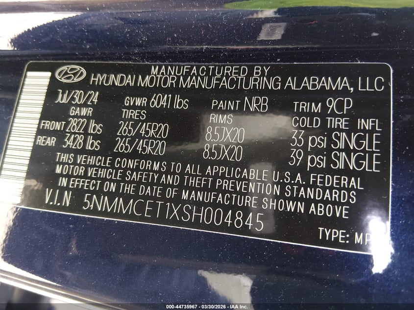 2025 Genesis Gv70 VIN 5NMMCET1XSH004845 IAAI salvage auction — FRONT END, Salvage Title, sold $21,550 on 2026-07-09 (photo 9)