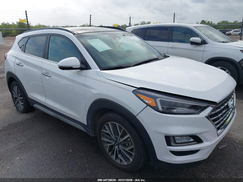 2021 Hyundai Tucson VIN KM8J33ALXMU403418 IAAI salvage auction — LEFT FRONT, Wait Title, sold $5,050 on 2026-07-13 (photo 1)