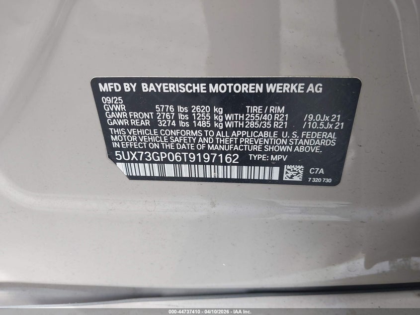 2026 BMW X3 VIN 5UX73GP06T9197162 IAAI salvage auction — LEFT SIDE, Salvage Title, sold $27,000 on 2026-07-22 (photo 9)