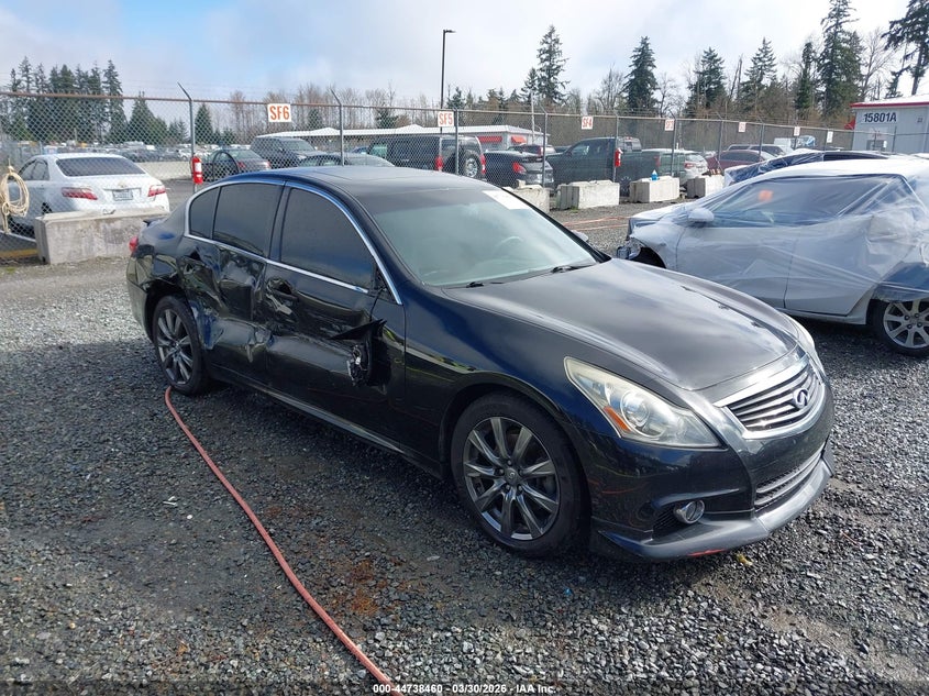 2012 Infiniti G VIN JN1CV6AR0CM672039 IAAI salvage auction — RIGHT SIDE, Wait Title, sold $825 on 2026-07-22 (photo 1)