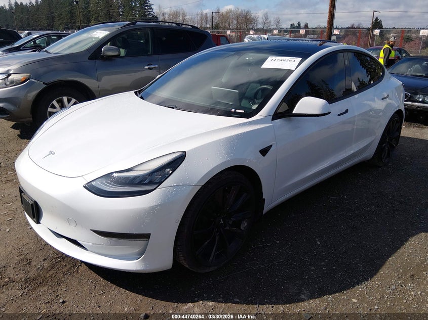 2021 Tesla Model 3 VIN 5YJ3E1EA6MF838482 IAAI salvage auction — RIGHT FRONT, Wait Title, sold $6,450 on 2026-07-16 (photo 2)