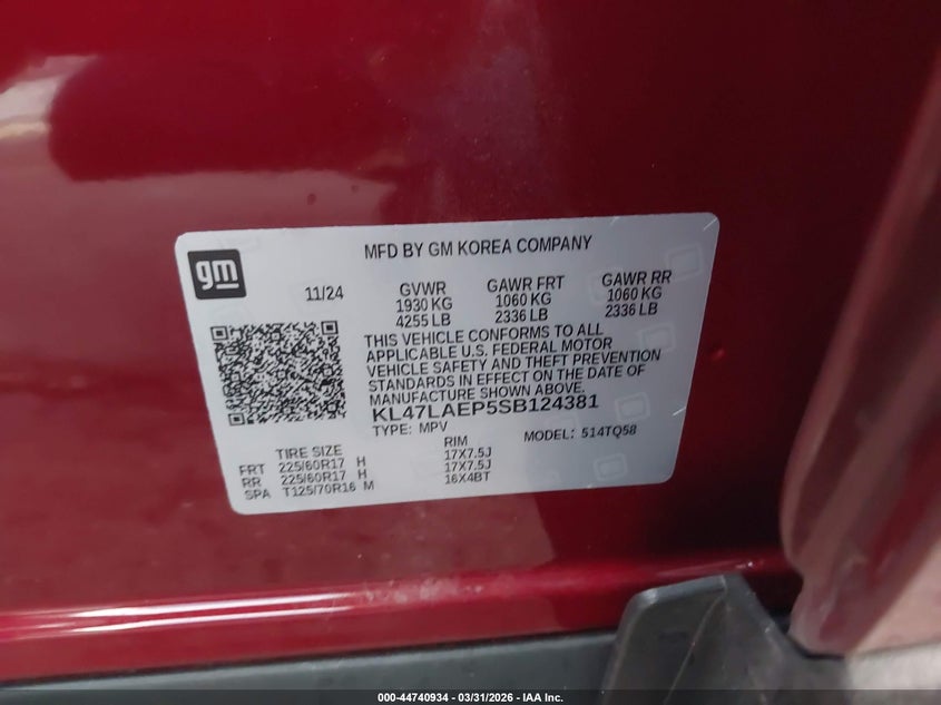 2025 Buick Envista VIN KL47LAEP5SB124381 IAAI salvage auction — ALL OVER, Rebuildable (Florida), sold $1,400 on 2026-07-09 (photo 9)