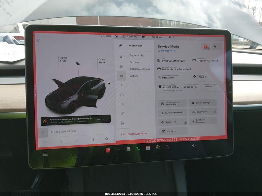 2021 Tesla Model y VIN 5YJYGDEE3MF184528 IAAI salvage auction — FRONT & REAR, Salvage (New Hampshire), sold $6,700 on 2026-07-23 (photo 7)