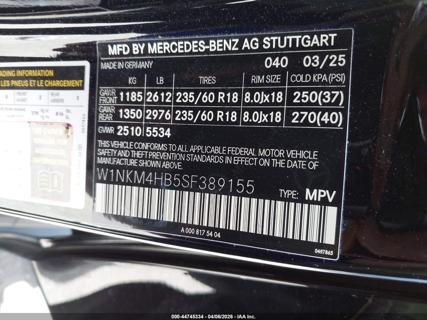 2025 Mercedes-benz Glc VIN W1NKM4HB5SF389155 IAAI salvage auction — FRONT END, Mv-907A (New York), sold $25 on 2026-07-23 (photo 9)