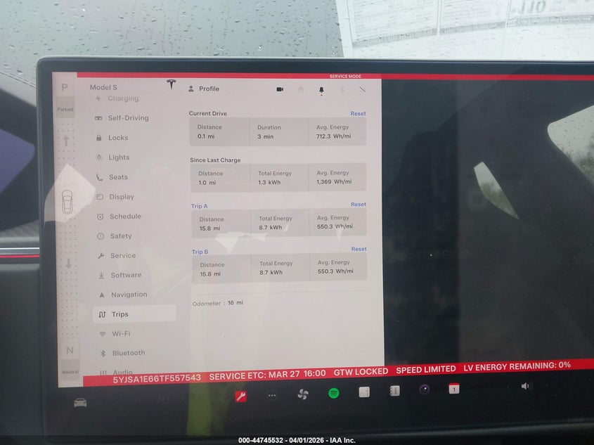 2026 Tesla Model s VIN 5YJSA1E66TF557543 IAAI salvage auction — FRONT END, Wait Title, sold $44,750 on 2026-07-08 (photo 7)